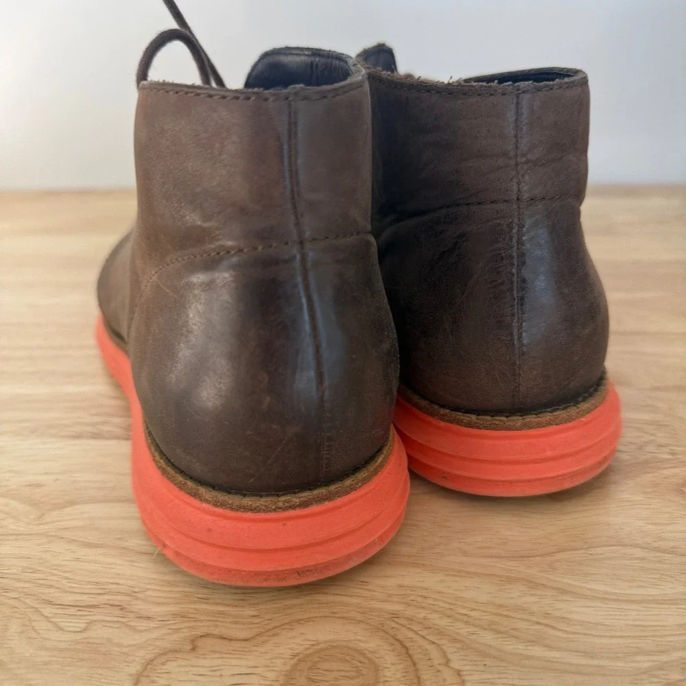 Cole Haan LunarGrand Chukka Boots Men 10.5 Brown Orange Leather C11719 Comfort